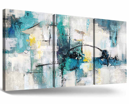 Wall Decor for Living Room Green Yellow Office Wall Art Canvas Abstract Pictures 3 Pcs