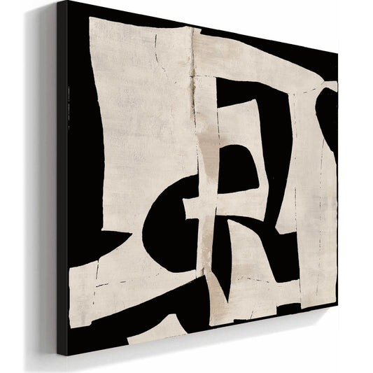 Square Wall Art Large Black and Cream Minimalist Abstract Oil Painting